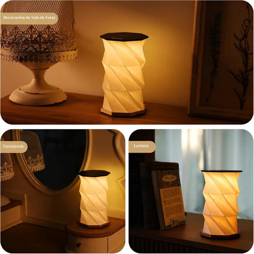 Miniatura 4 de Lámpara portátil de regalo de viaje con atenuador táctil, lámpara de viaje de luz cálida, lámpara de papel plegable, lámpara de mesa de batería