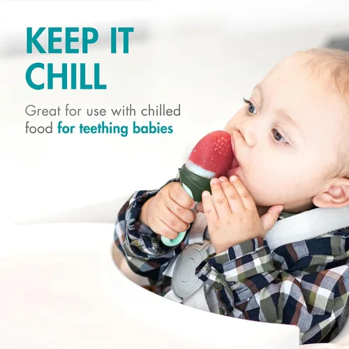 Miniatura 4 de Boon Pulp Silicone Baby Fruit Feeder - Alimentador de silicona suave para bebés, suministros de destete para bebés de frutas y verduras, esenciales