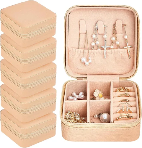 6 piezas de joyería de viaje, organizador de viaje, caja de joyería pequeña, cajas de regalo para dama de honor, mini organizador de almacenamiento