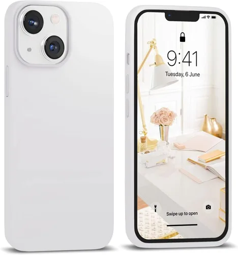 Miniatura 19 de IceSword Funda compatible con iPhone 15 Stone de silicona líquida delgada y protectora, suave antiarañazos, beige claro, crema y arena cálida