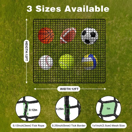Miniatura 2 de Red de golf, 12 x 12 pies, 12 x 15 pies, 12 x 20 pies, red de práctica deportiva para béisbol, hockey, fútbol, red para garaje, patio trasero, red