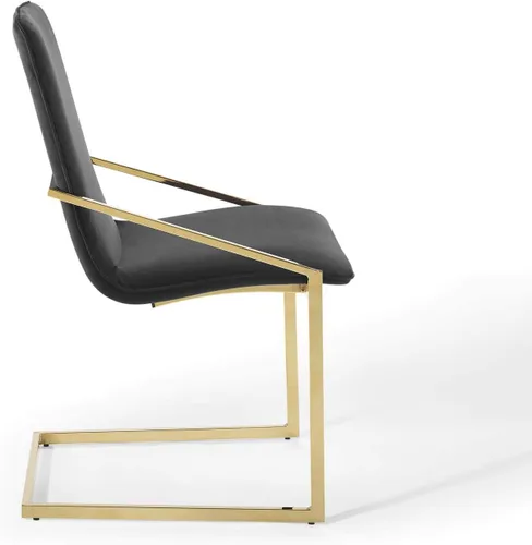 Miniatura 5 de Modway Pitch Performance - Sillón de terciopelo, 2 piezas, sillas de comedor, color dorado y negro