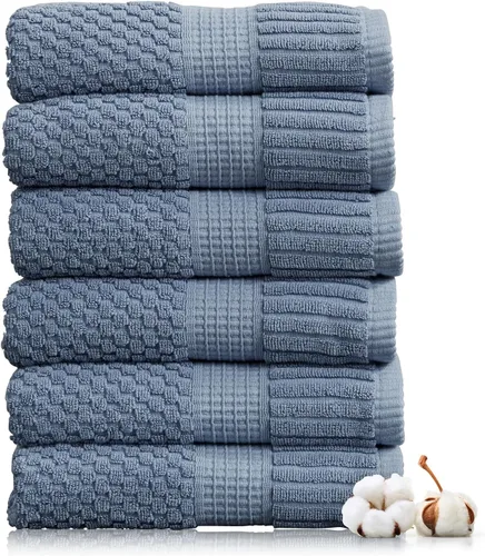 Miniatura 49 de NY Loft Juego de 4 toallas de baño 100% algodón, supersuaves y absorbentes, de secado rápido, 30 x 52 pulgadas, algodón texturizado y duradero