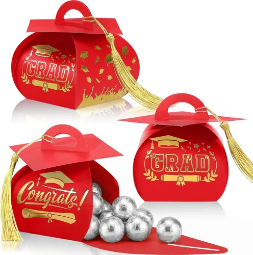 Miniatura 7 de Spakon 30 cajas de regalo con tapa de graduación, regalos de fiesta de graduación, cajas de dulces con borlas, centros de mesa de decoración