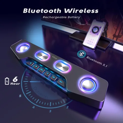 Miniatura 5 de Fifine - Altavoces de PC para computadora de escritorio, altavoces Bluetooth inalámbricos para juegos, transmisión, fiesta, deportes electrónicos
