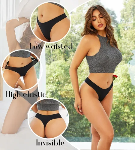 Miniatura 2 de CUTE BYTE Tangas de algodón para mujer, sexy, transpirables, elásticas, hipster, ropa interior de algodón, paquete de 6, XS-XL