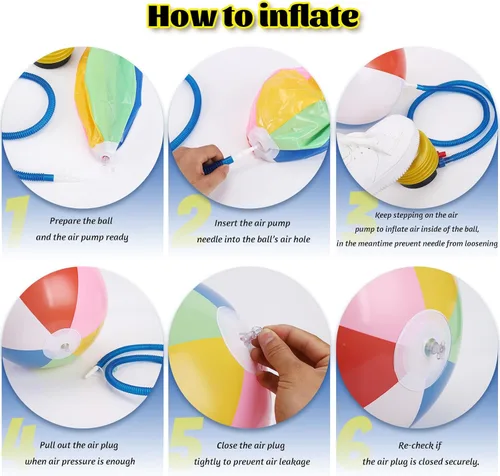 Miniatura 3 de Paquete de 5 bolas inflables de playa grandes de 24 pulgadas, color arcoíris, pelota de piscina, juguetes de piscina, pelotas de piscina