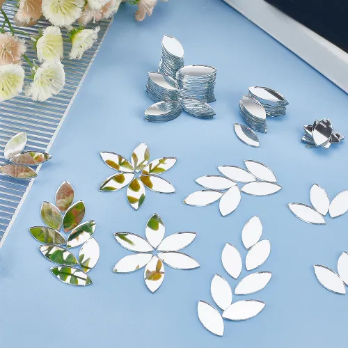 Miniatura 6 de OLYCRAFT 300 piezas de lágrima y hoja de artesanía espejos pequeños azulejos de espejo mini azulejos de espejo de vidrio DIY espejo lágrima mini