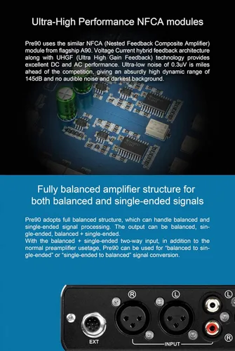 Miniatura 4 de Topping PRE90 Preamplificador de audio de alta resolución Módulos NFCA Salida XLR balanceada RCA para D90III A90D EXT90 Audio DAC con control remoto