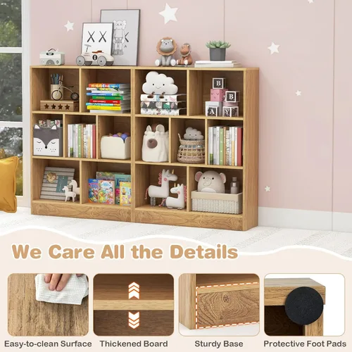 Miniatura 6 de HONEY JOY Organizador de almacenamiento de juguetes para niños, gabinete de almacenamiento de madera de 7 secciones, baúl de juguetes de guardería