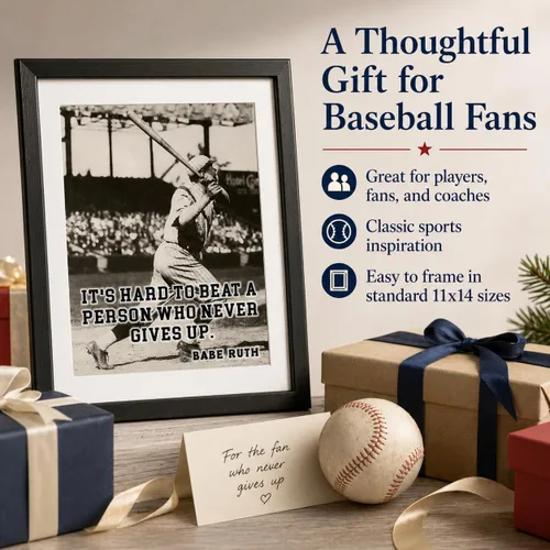 Miniatura 3 de Babe Ruth It's Hard Baseball Quote - Impresión sin marco de 11 x 14 pulgadas, arte de pared deportivo vintage, póster inspirador de béisbol