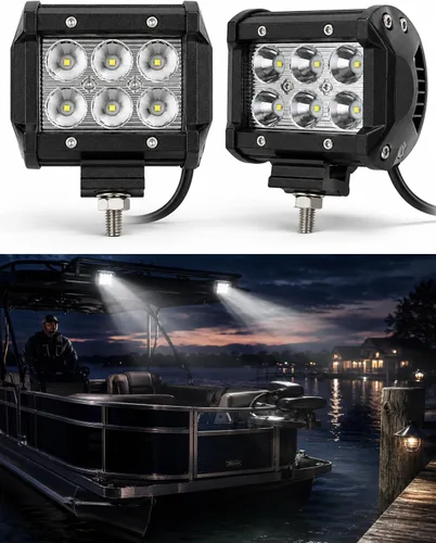 Shangyuan Pontón - Faros delanteros de acoplamiento para barco, luces LED marinas para kayak, bajo, Jon, pesca, lancha, luz de esparcidor, camiseta,