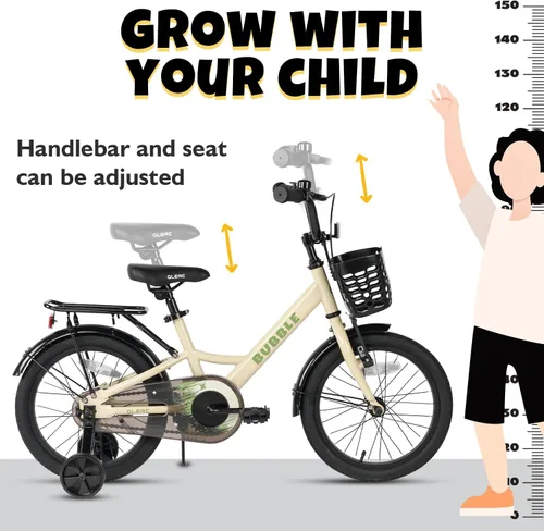 Miniatura 6 de Glerc Bicicleta de burbujas para niños, bicicleta para niños de 12 a 16 pulgadas, para niños de 2 a 8 años, bicicleta para niños con cesta y ruedas