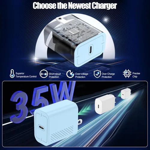 Miniatura 4 de Cargador súper rápido tipo C de 45 W para Samsung Galaxy S25/S24/S23 Ultra, cargador de teléfono USB C Android con cables tipo C de 6 pies/10 pies