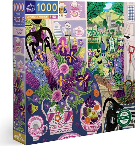 eeBoo Rompecabezas de cocina de lavanda de 1000 piezas, rompecabezas cuadrado para adultos con referencia de imagen, piezas brillantes y duraderas