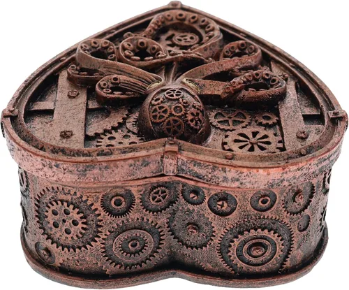 Miniatura 4 de Top Brass Steampunk - Joyero con forma de corazón de pulpo pequeño, decoración gótica ecléctica inusual (cobre rústico)