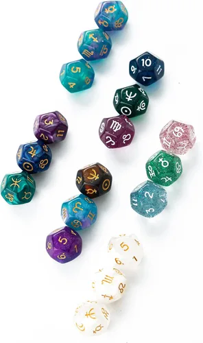 Miniatura 3 de SmartDealsPro 3 piezas de Astrología Astrología Astrología Adivinación Zodiaco D12 de 12 lados D12 para cartas de tarot de constelación (color 4)