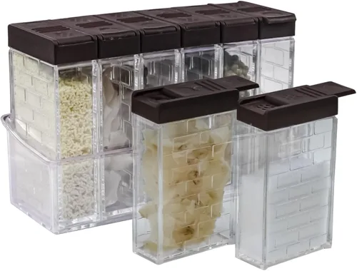Miniatura 9 de Jucaifu 6 frascos para especias cocteleras, salero y pimentero, dispensador de especias de plástico, salero, caja agitadora de condimentos, juego