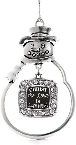 Miniatura 99 de Inspired Silver - Adorno de rodillo de reina - Adorno cuadrado de plata con muñeco de nieve con joyas de circonita cúbica