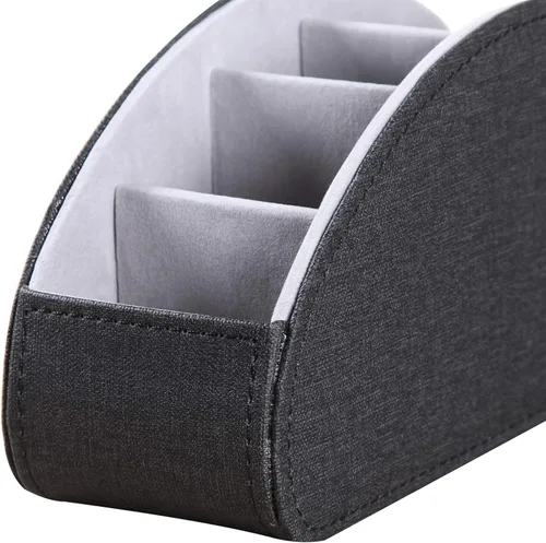 Miniatura 4 de Ayunga Soporte de control remoto de piel sintética, organizador remoto de TV con 5 compartimentos, mesita de noche y organizador de suministros
