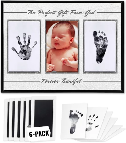 Miniatura 11 de Kit de manos y huellas sin tinta, placa de recuerdo de bebé y regalos de baby shower, ideal como regalo de mamá, marcos de fotos de guardería, kit