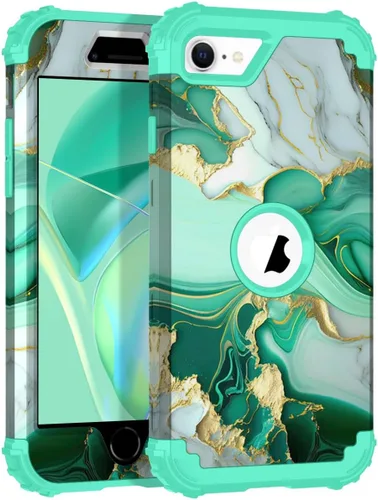 Miniatura 146 de Hocase Funda para iPhone SE 2022/2020, resistente a prueba de golpes, de plástico duro+goma de silicona, funda protectora híbrida para iPhone SE