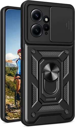 CCSmall Funda para Xiaomi Redmi Note 12 4G con cubierta de cámara deslizante, funda protectora de grado militar para teléfono con soporte de anillo