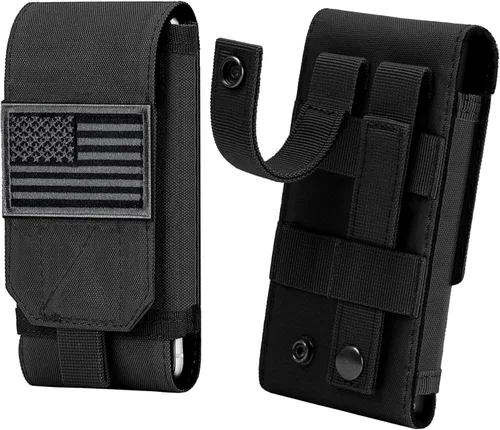 Miniatura 9 de Funda Táctica Molle para Teléfono, Funda de Cinturón con Asa de Bucle Resistente con Parche de Bandera para iPhone 17 Pro Max/Air/17 Pro/17/16 Pro