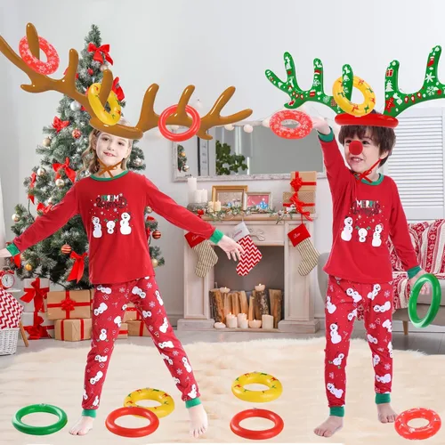 Miniatura 5 de Christmas Games Decorations, Inflatable Reindeer Antler Ring Toss Game, Stocking Stuffers for Men Women Kids Teens Adults, Christmas Party Games Fun