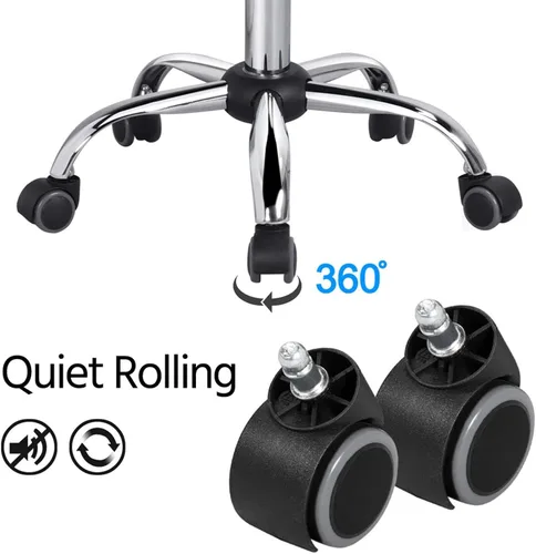 Miniatura 8 de Yaheetech Silla de oficina moderna de piel sintética sin brazos, 2 piezas, ajustable, con respaldo bajo, giratoria, ruedas rodantes, color gris