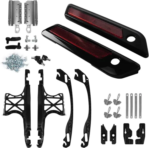 Miniatura 7 de Kit de bloqueo de bisagra para alforja de bolsa dura para Harley Road King 2014-2020 (cubierta de pestillo de alforja cromada y negra 2014-2020)
