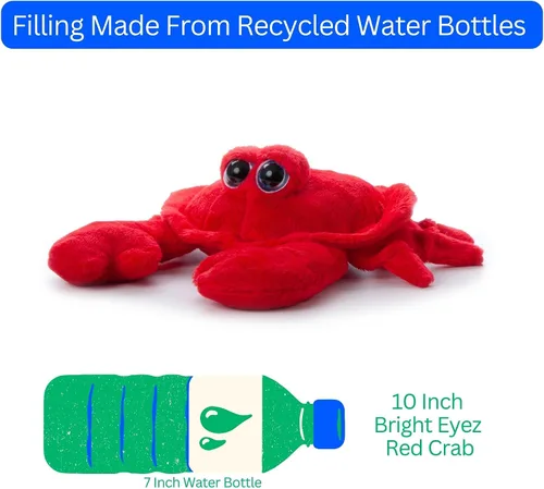 Miniatura 7 de The Petting Zoo Peluche de cangrejo, regalos para niños, animales del océano de ojos brillantes, juguete de peluche de cangrejo rojo de 9 pulgadas
