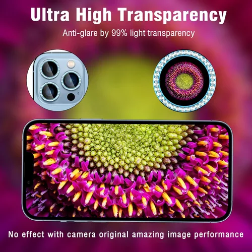 Miniatura 6 de Bling Diamond - Protector individual de lente de cámara para iPhone 13 Pro / 13 Pro Max, cubierta de protección de lente de cámara de vidrio