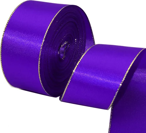 Miniatura 11 de David accessories Cinta de satén blanca antigua con bordes dorados de 1.5 pulgadas de ancho, 20 yardas, cintas de tela con borde dorado para Blanco
