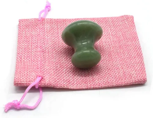 Piedra de masaje de aventurina verde, masajeador con forma de hongo para belleza facial y corporal, piedra de raspado de guasha para spa, masaje