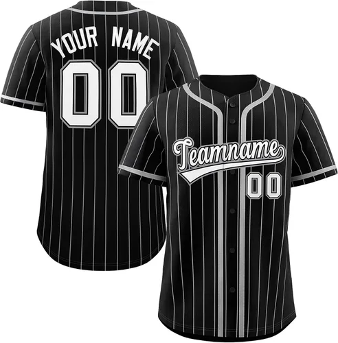 Miniatura 17 de Camiseta de béisbol de rayas finas personalizada hipster hip hop, camisetas deportivas con nombre y número del equipo personalizado para hombres