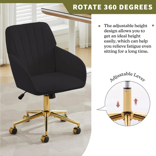 Miniatura 8 de Silla de escritorio de terciopelo para oficina en casa, moderna y bonita silla de trabajo para computadora con respaldo, silla de tocador tapizada