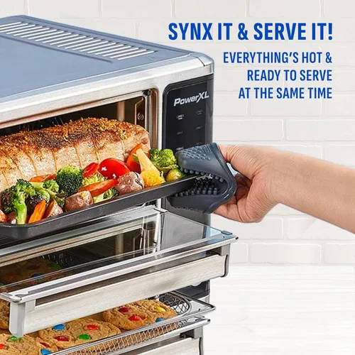 Miniatura 3 de PowerXL SmartSynx Horno de Doble Puerta, 8 Ajustes Preestablecidos de Cocción de Toque Rápido incluyendo Freír al Aire, Tostar, Hornear, Asar