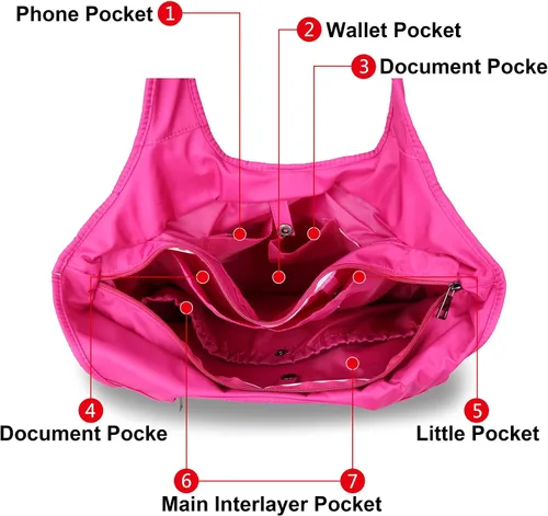 Miniatura 6 de Bolso grande de hombro para mujer, impermeable, multifunción, de nailon, para viaje
