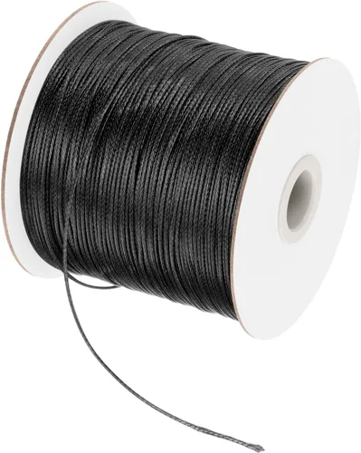 MECCANIXITY Cordón encerado de poliéster encerado de 0.020 in, cuerda de cera de 175 yardas para hacer pulseras, collares, cuentas, joyería y Negro