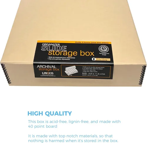 Miniatura 4 de Lineco, Archival - Caja de almacenamiento deslizante de 15.5 x 11.5 x 3 pulgadas, capacidad para hasta 840 películas, con 6 estuches internos