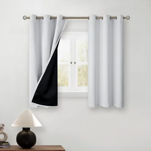 BGment - Cortinas con aislamiento térmico para habitación, 100 % opacas, con forro negro, cortina de doble capa con ojales, reduce el ruido (42 x 45