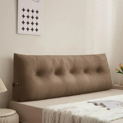 Miniatura 14 de Almohada para cabecero, cojín de cuña de lectura, tamaño grande, color beige, cojín para cabecero, respaldo triangular, para cama de día, litera