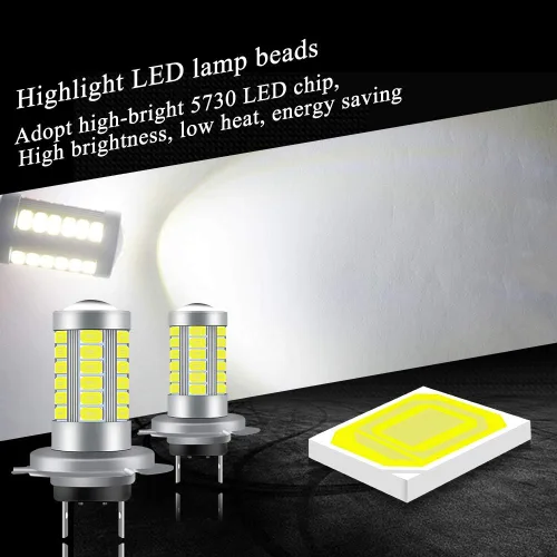 Miniatura 3 de Bombillas antiniebla H7 6500K de xenón blanco fresco superbrillante DRL 5730 33-SMD 12V diurnas luces antiniebla conducción DRL luces LED bombillas