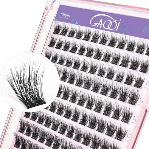 GAQQI - Extensiones de pestañas en racimo, 120 pestañas en racimo, extensiones de pestañas de volumen 10-14 mm, pestañas individuales 3D multicapa,