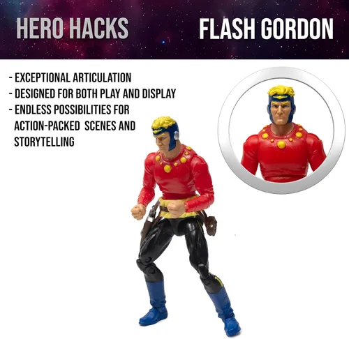 Miniatura 4 de Boss Fight Studio Hero H.A.C.K.S. Flash Gordon - Figura de acción de cómic – Figura coleccionable altamente articulada y accesorios que incluyen