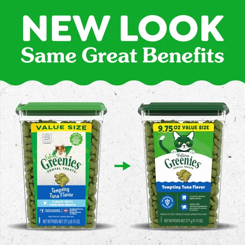 Miniatura 2 de Greenies Golosinas dentales naturales para gatos adultos recomendadas por veterinarios felinos, tentador sabor a atún, tubo de 9.75 oz