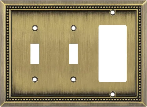 Miniatura 115 de Henne Bery Sunken Pearls - Placa de pared decorativa resistente para interruptor, cubierta para tomacorrientes (doble dúplex, níquel satinado)