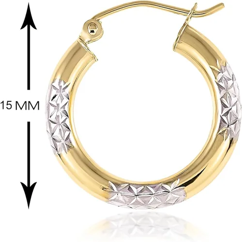Miniatura 4 de Real Yellow14k Gold Hoop Earrings for Women Girls Mom Lightweight Hoops Solid Jewelry for ears Shiny & Round Original 14 Karat for Gifts