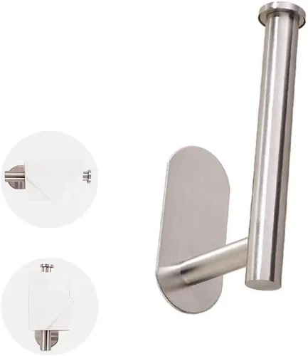 Miniatura 12 de Soporte de papel higiénico autoadhesivo, soporte de pared para baño y baño, sin perforaciones, SUS304 inoxidable, color negro mate
